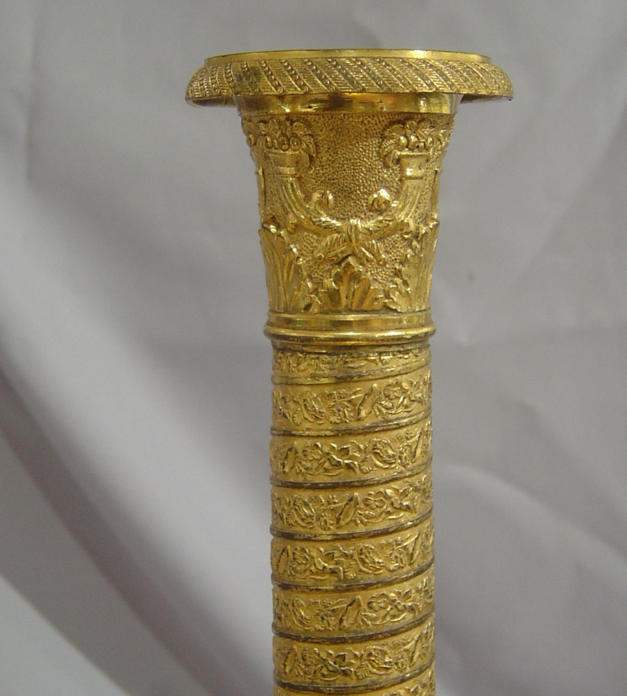 Antique candlesticks French Empire in ormolu .