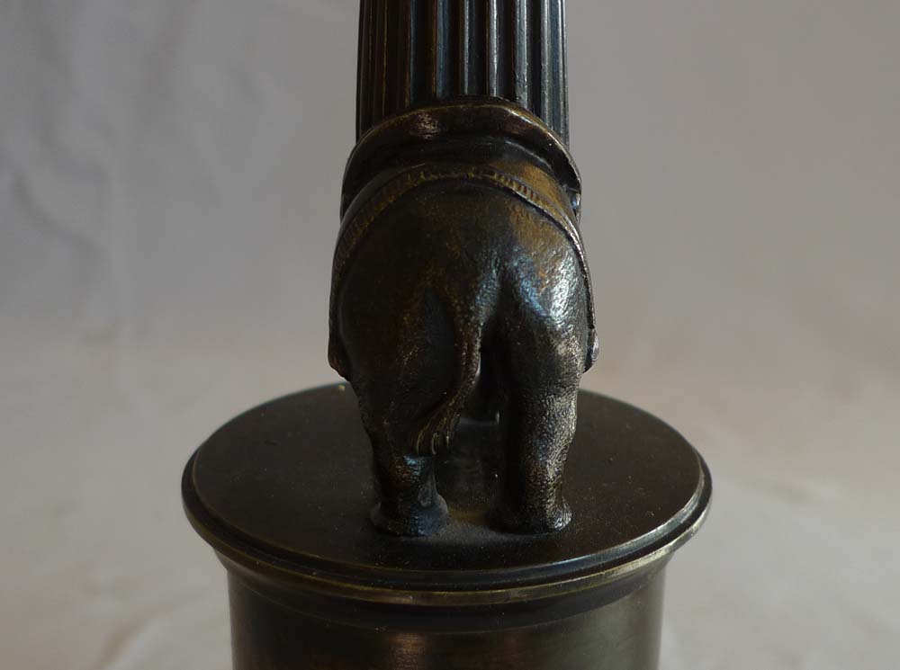 English Regency antique elephant candlesticks in bronze
