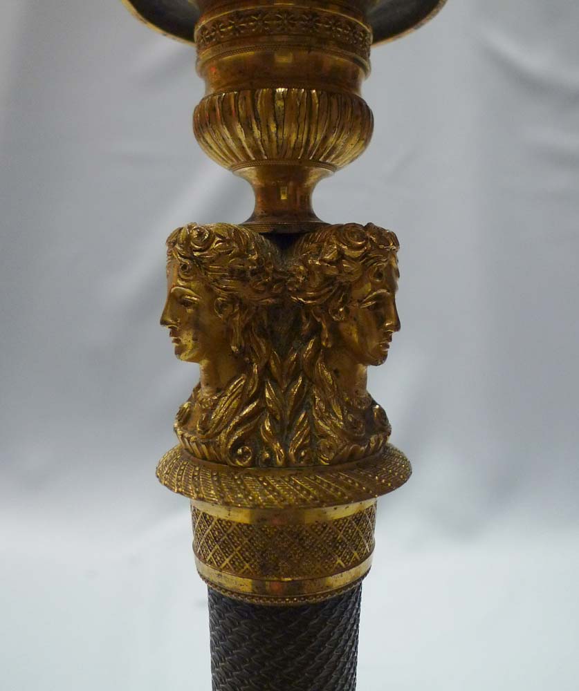 Antique French Empire or Directoire candlesticks circa 1805.