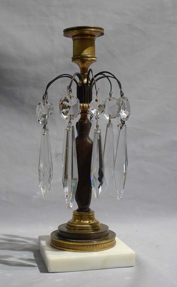 Antique English Regency candllestick lustres in Egyptian revival.