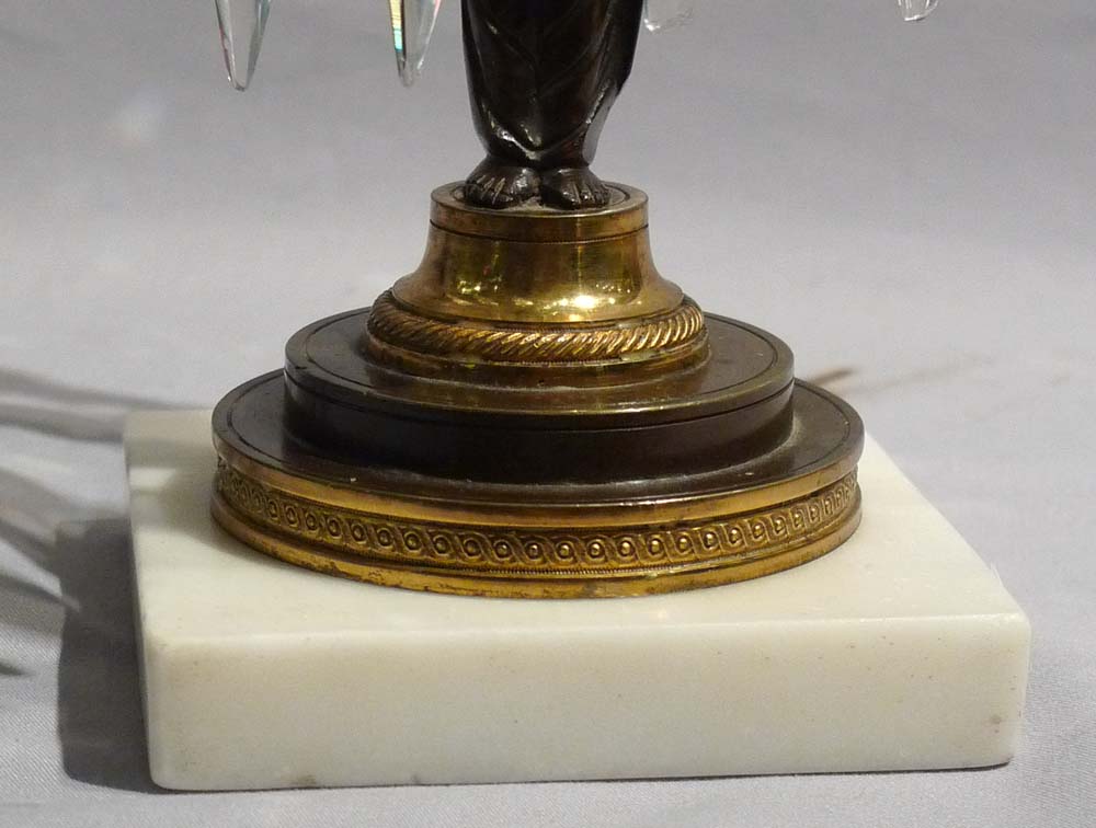 Antique English Regency candllestick lustres in Egyptian revival.