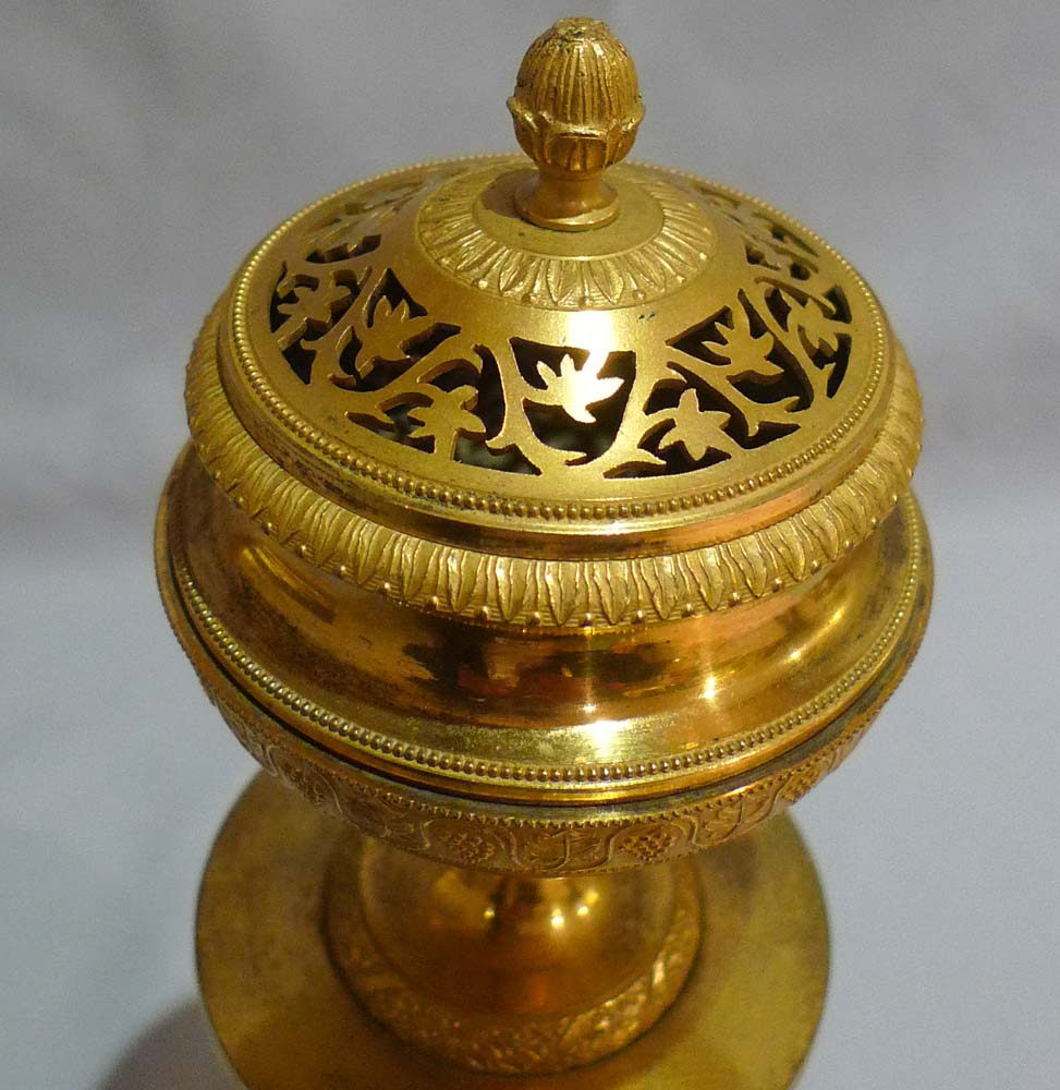 Antique mercury gilt ormolu French Empire perfume burner.