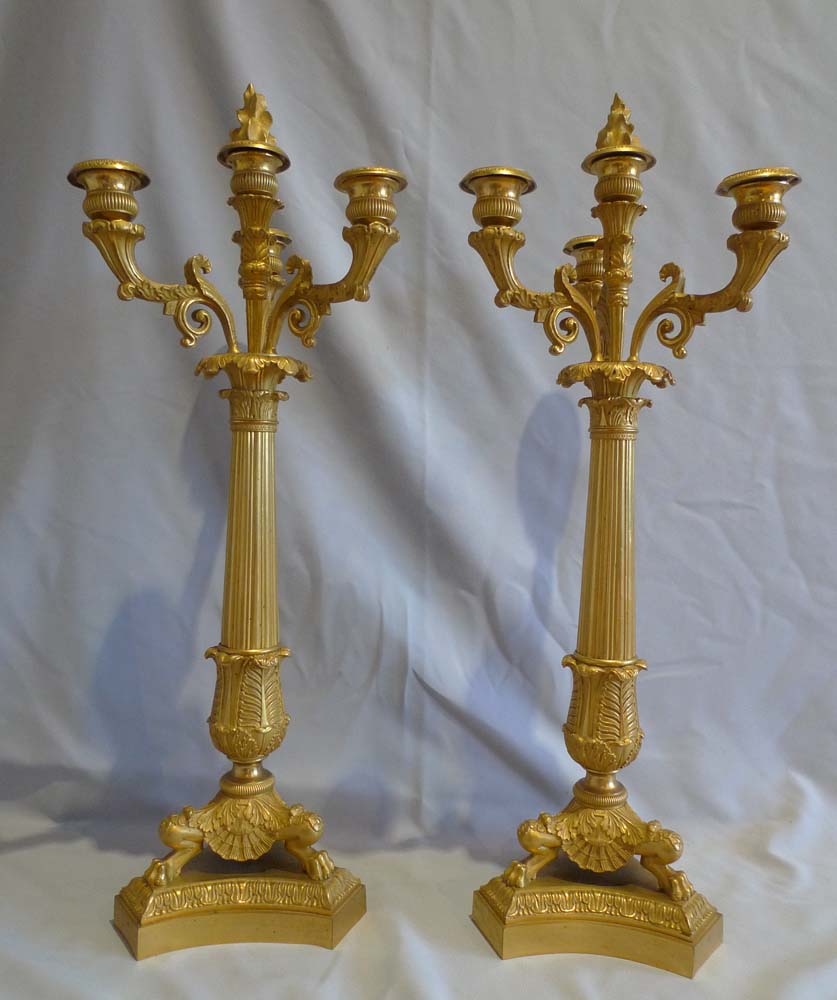 Pair antique ormolu Charles X period  candelabra.