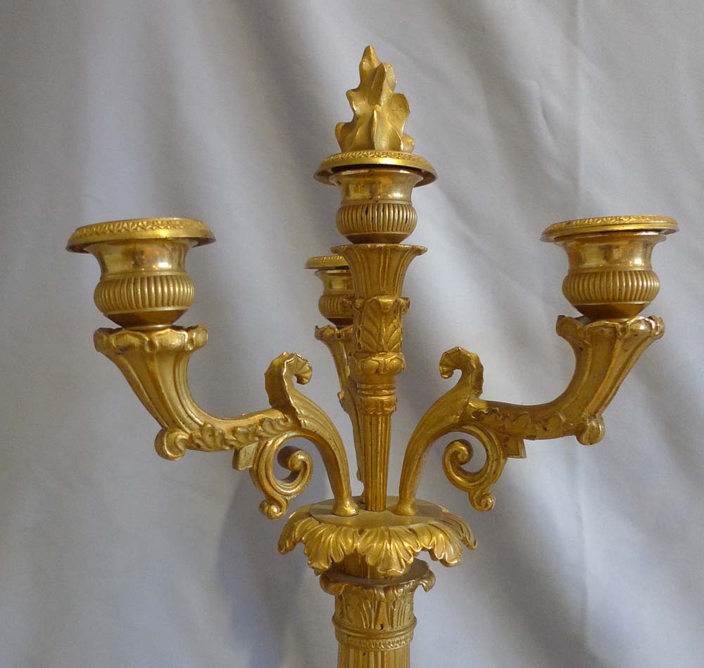 Pair antique ormolu Charles X period  candelabra.