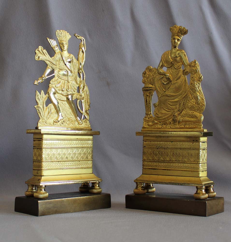 Antique English Regency ormolu mantel piece objects of American Indians.