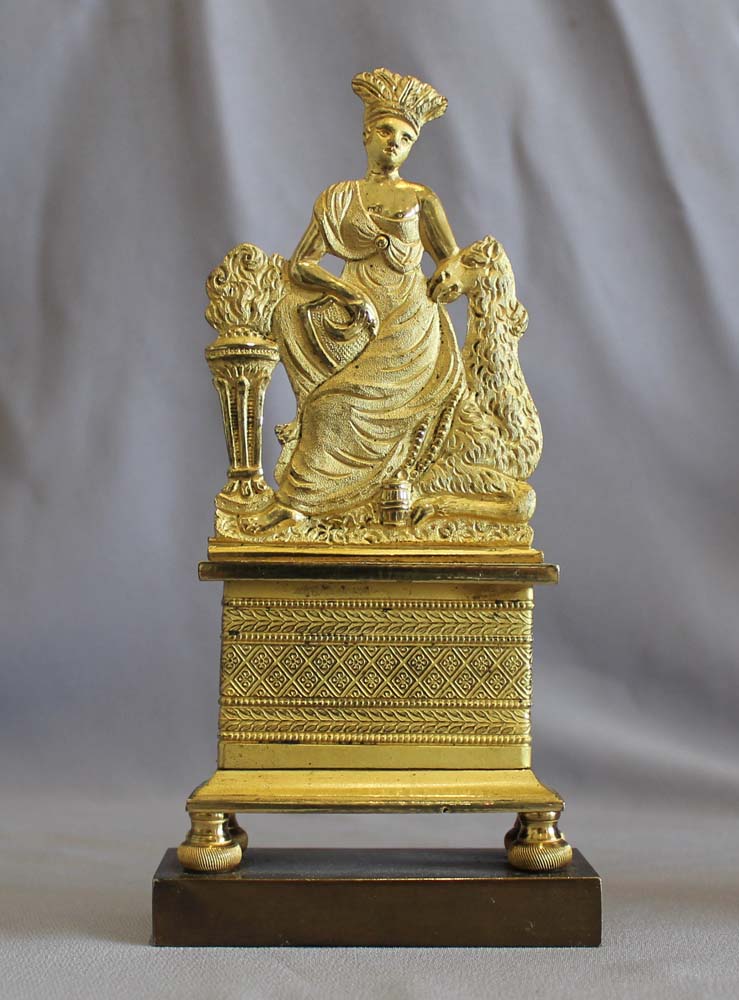 Antique English Regency ormolu mantel piece objects of American Indians.
