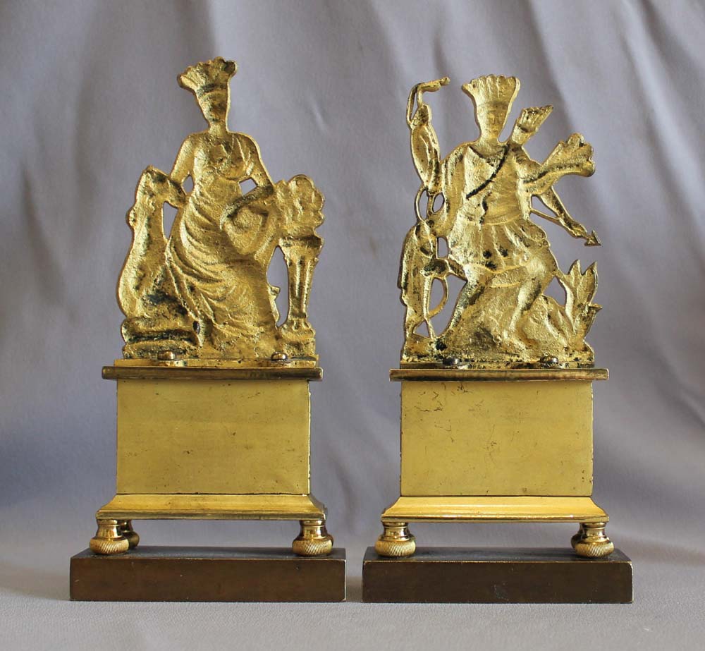 Antique English Regency ormolu mantel piece objects of American Indians.