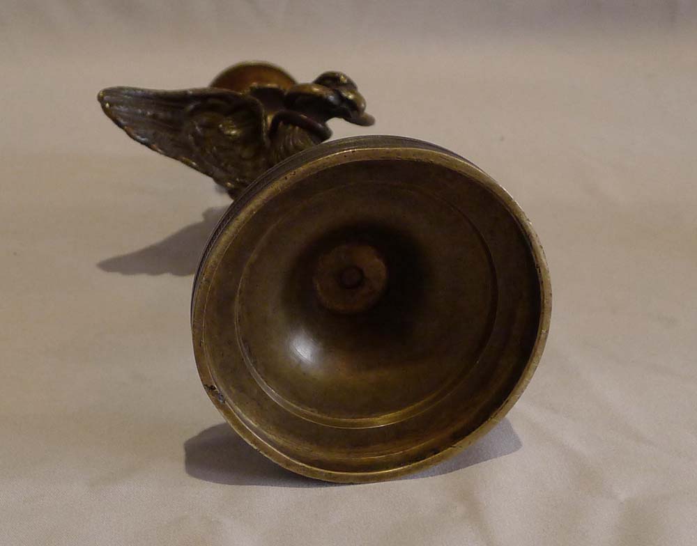 Antique pair of English Regency candlesticks in form of eagle with viper