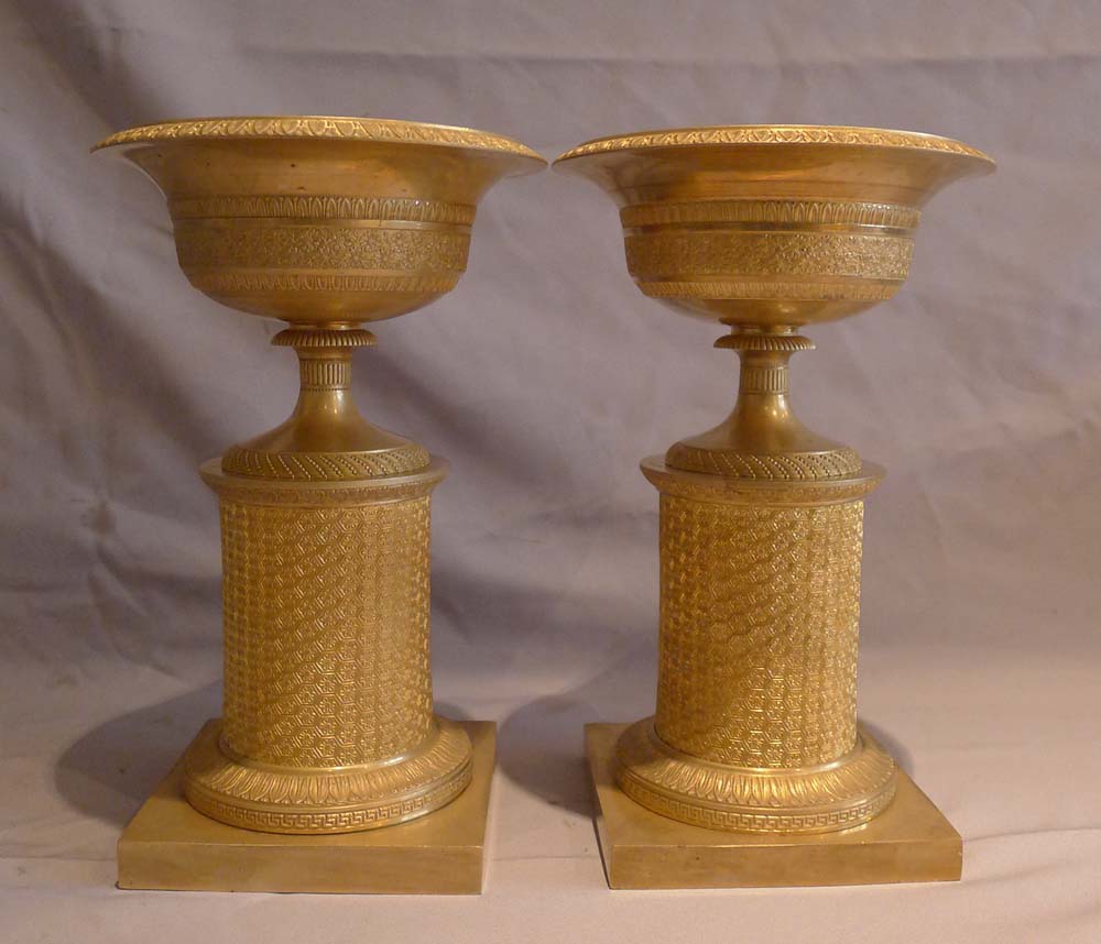 Antique pair of French ormolu Charles X period tazzas.